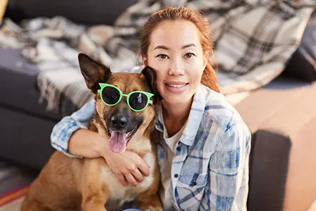 Dog relaxed and happy at home with his professional pet sitter in Nashville, TN