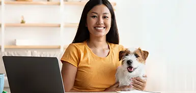 Client and dog preparing for a virtual dog training session with The Cooperative Canine